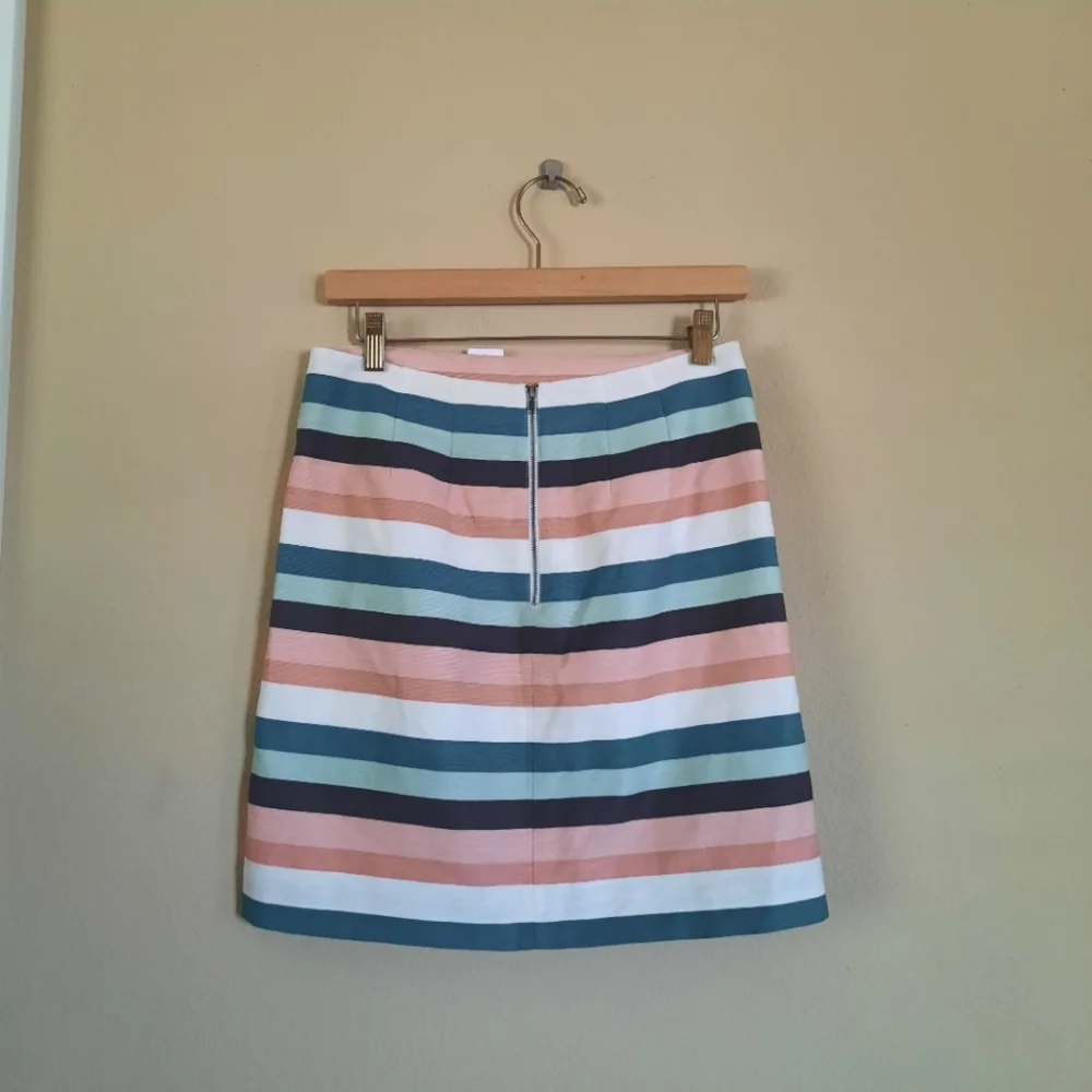 Loft Petite Striped Mini Skirt Pink Pistachio White Green